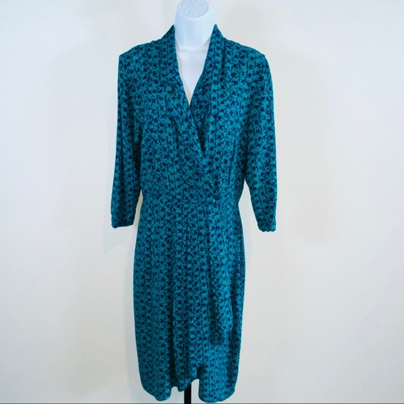 Vintage Print Blue on Blue Pattern Wrap Dress by Johnathan Martin - Picture 8 of 13